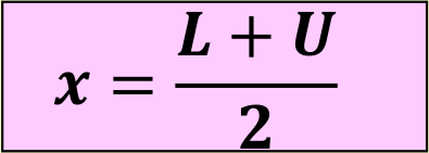 x เท่ากับ (L + U) หารสอง
